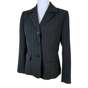 Kasper Size 8P Petites Classic Blazer Jacket Black Pin Stripe Office Capsule